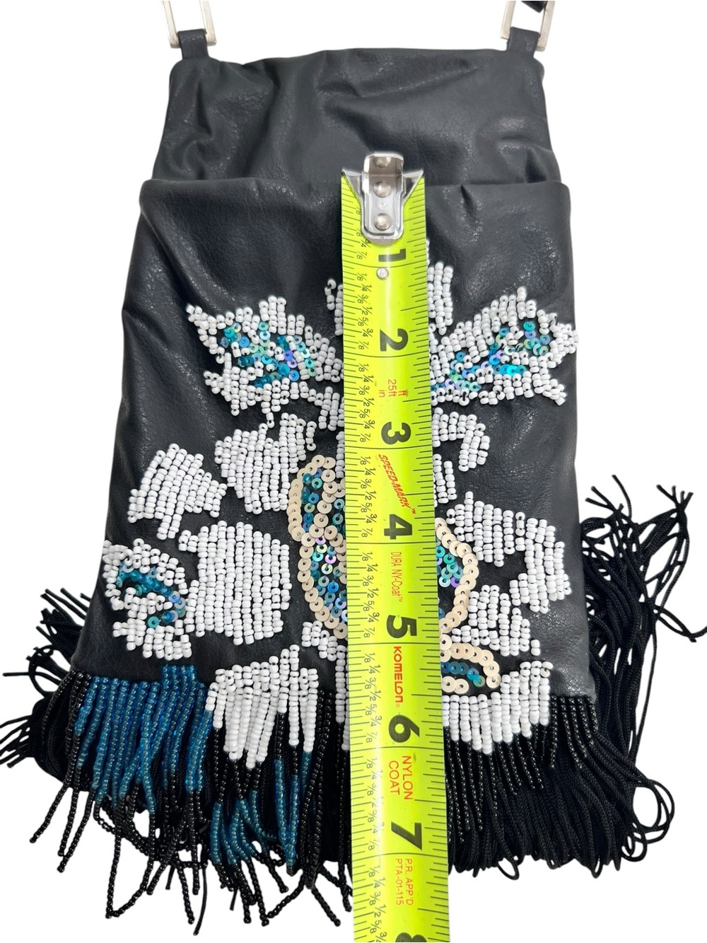 Cache Black Small Beaded Flower Bag with Beaded Fringe - Picture 9 of 13